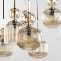 SOPHIA ceiling light 50 W – round, cognac glass, 5 x E14 - Image 6
