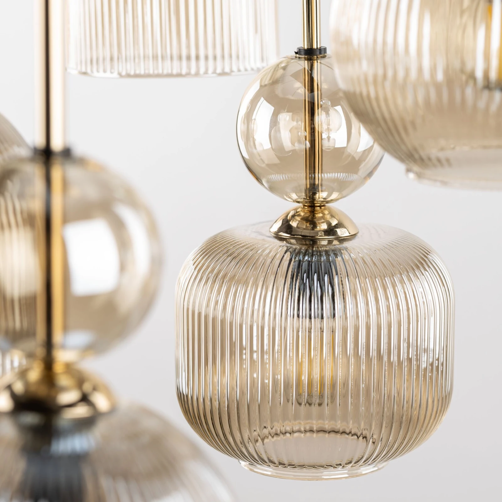 SOPHIA ceiling light 50 W – round, cognac glass, 5 x E14