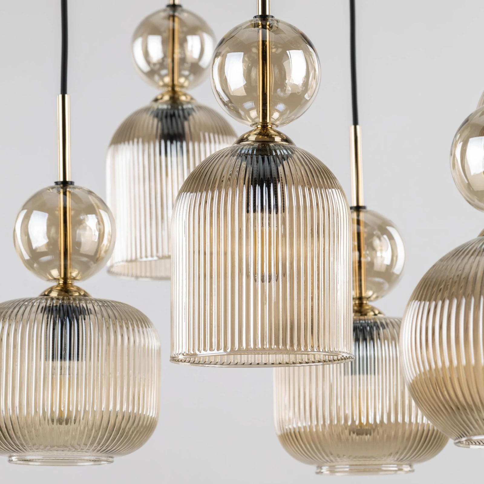 SOPHIA ceiling light 50 W – round, cognac glass, 5 x E14