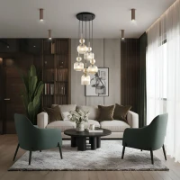 SOPHIA ceiling light 50 W – round, cognac glass, 5 x E14 - Image 3