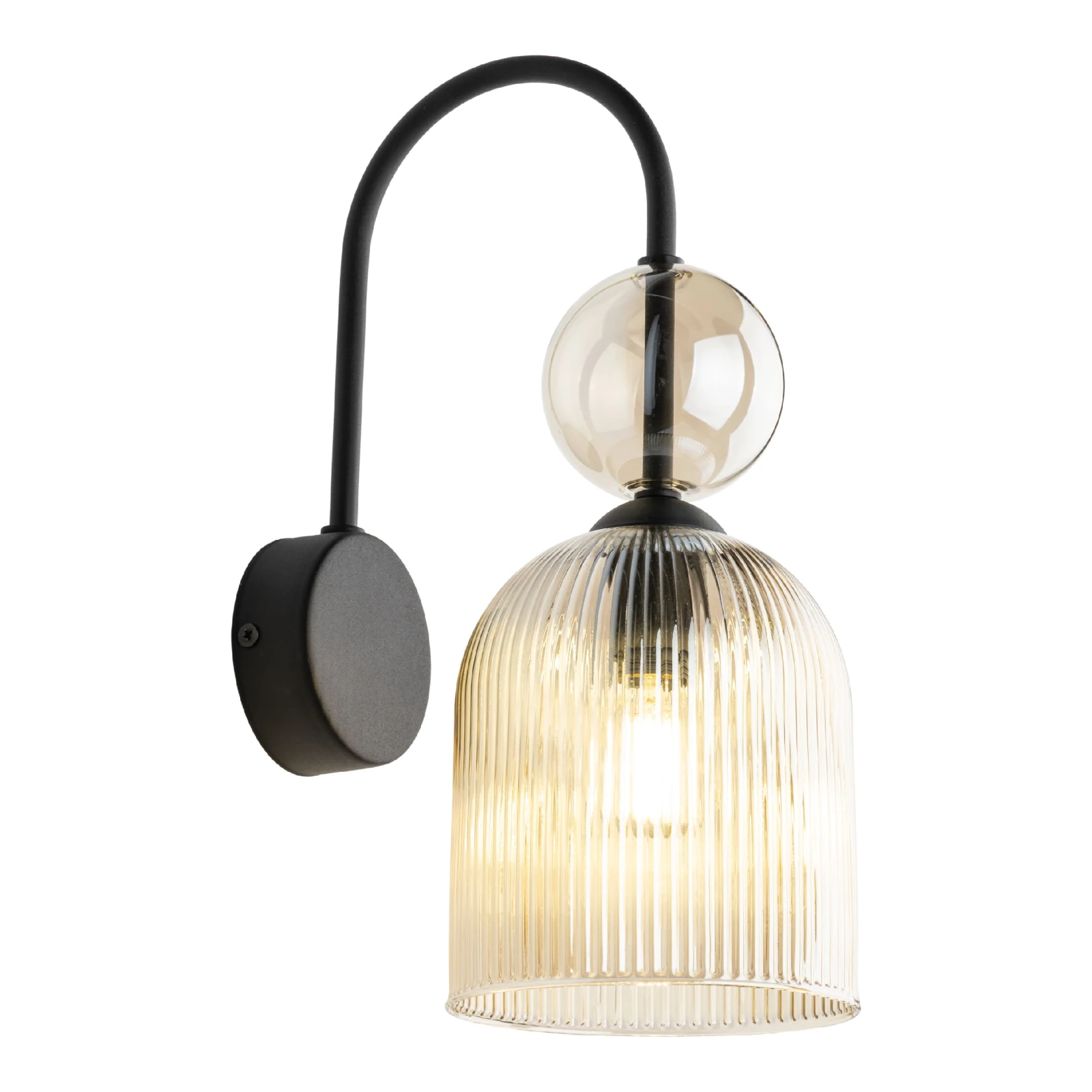 SOPHIA wall light – cognac ribbed glass, elegant accent