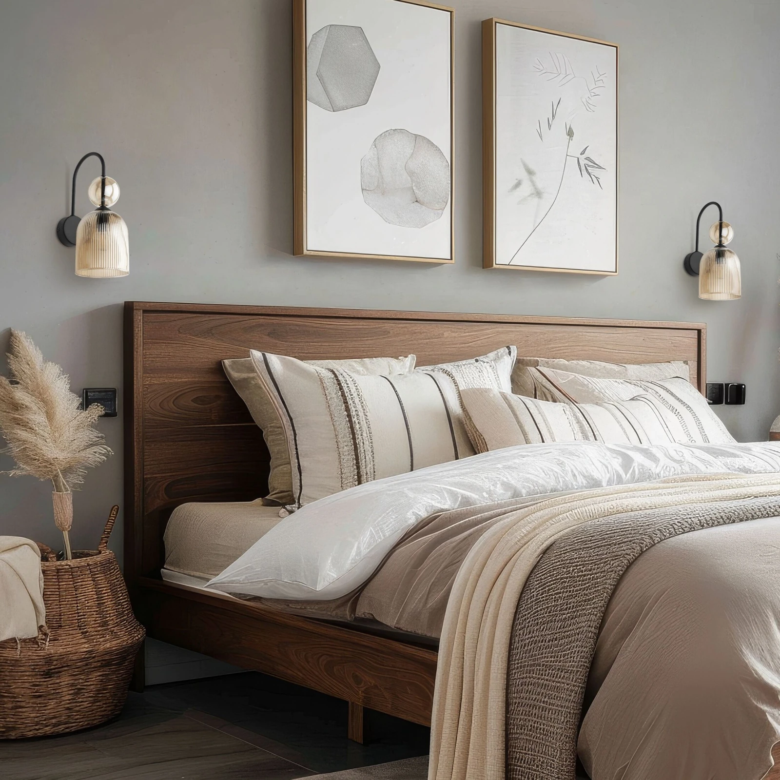 SOPHIA wall light – cognac ribbed glass, elegant accent