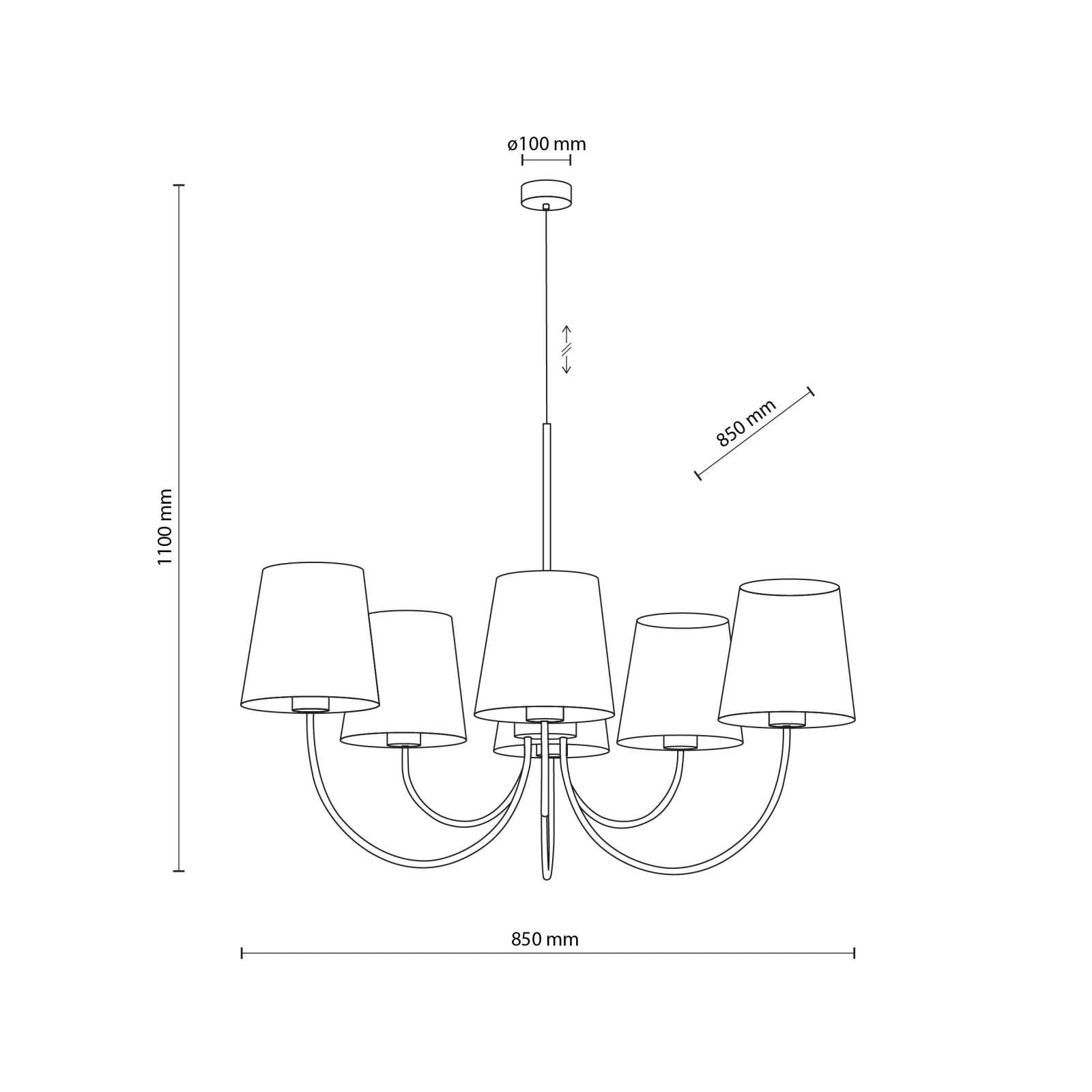 CANDI pendant light 6 lights – beige fabric shades