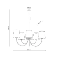 CANDI pendant light 6 lights – beige fabric shades - Image 8