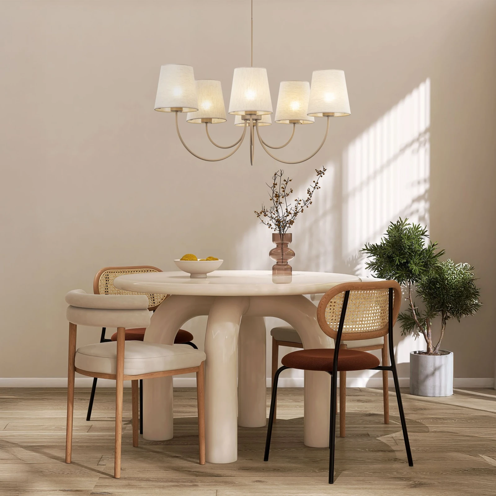 CANDI pendant light 6 lights – beige fabric shades