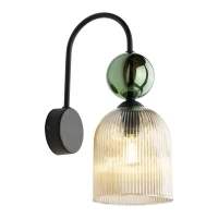 SOPHIA wall light – green ribbed glass, cognac detail - Image 6