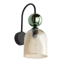 SOPHIA wall light – green ribbed glass, cognac detail - Image 7