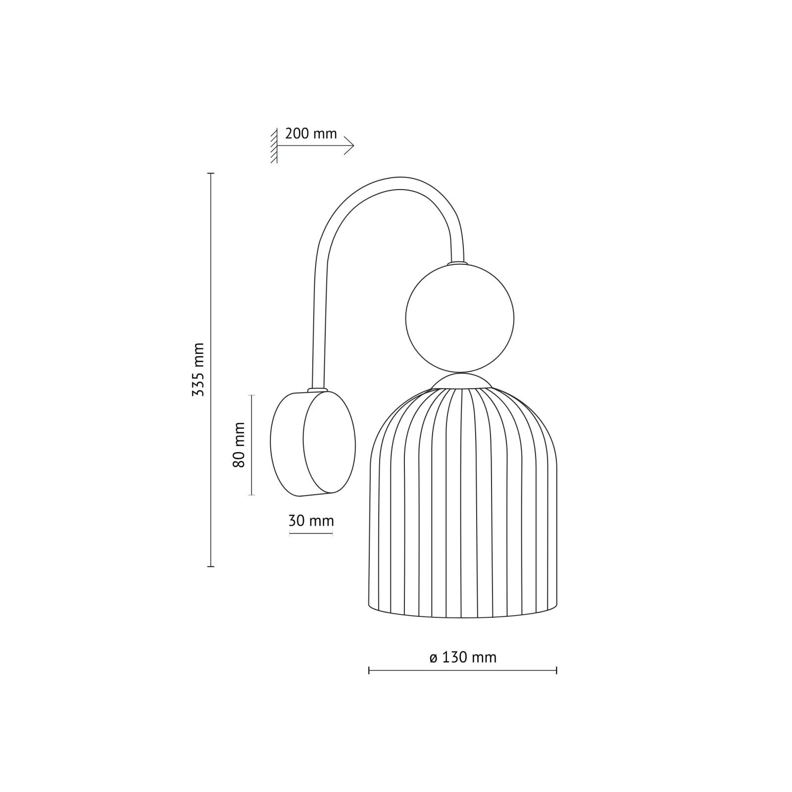 SOPHIA wall light – green ribbed glass, cognac detail