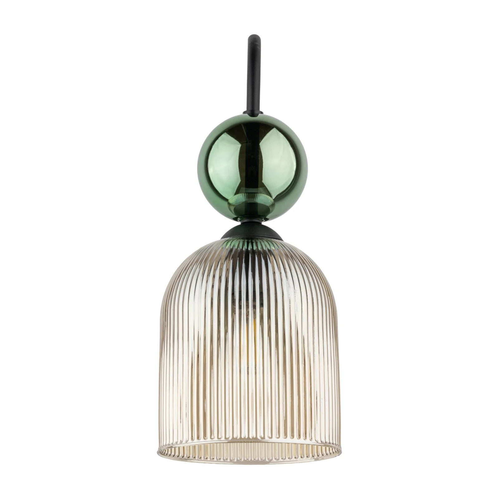 SOPHIA wall light – green ribbed glass, cognac detail