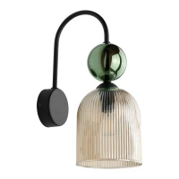 SOPHIA wall light – green ribbed glass, cognac detail - Image 2
