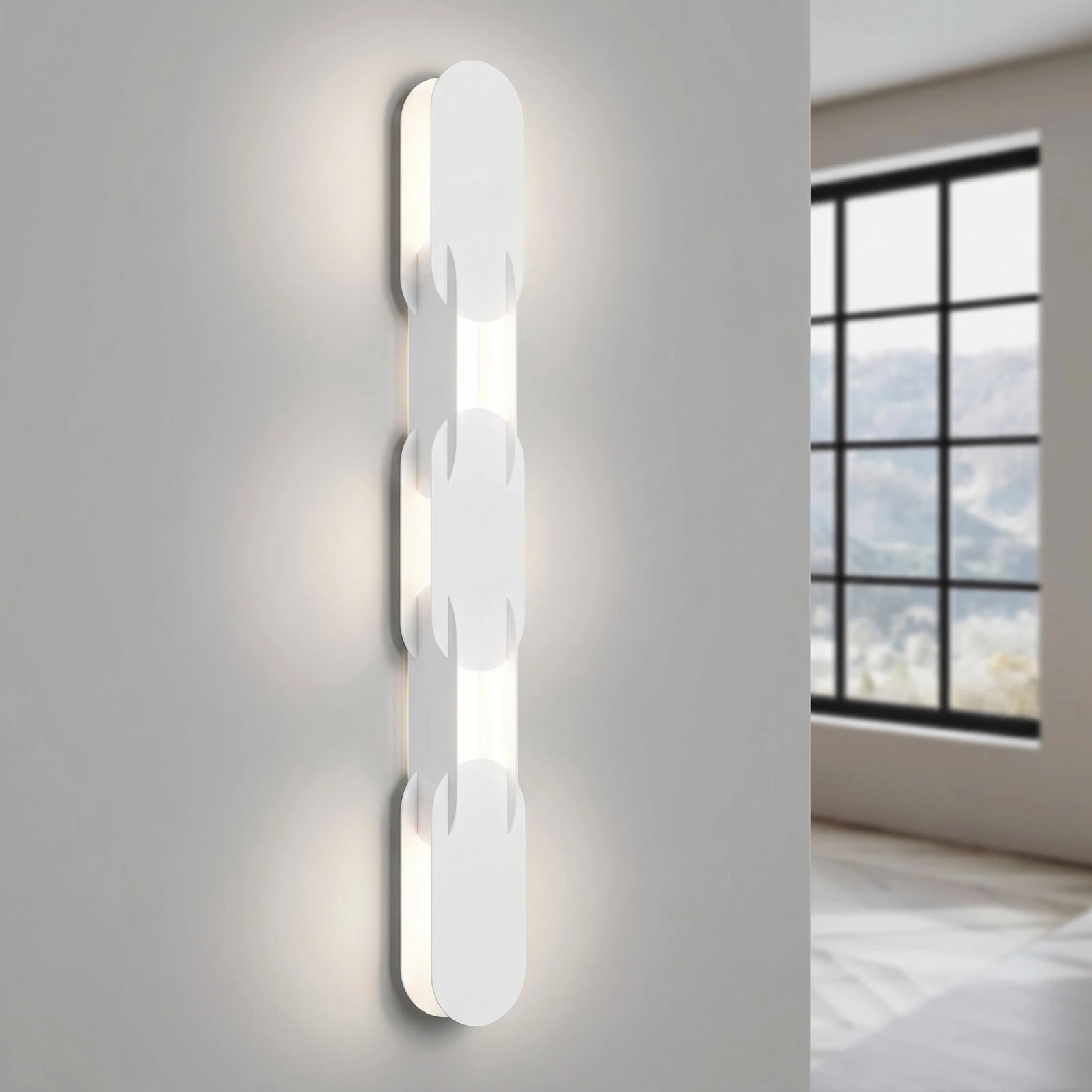 Wall lamp 91 cm – linear chain form, white, DALI dimmable
