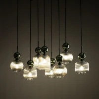 Pendant Light SOPHIA 8xE14 – ribbed glass, green and cognac tones - Image 3
