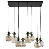 Pendant Light SOPHIA 8xE14 – ribbed glass, green and cognac tones - Image 13