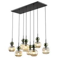 Pendant Light SOPHIA 8xE14 – ribbed glass, green and cognac tones - Image 10
