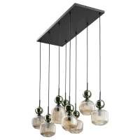 Pendant Light SOPHIA 8xE14 – ribbed glass, green and cognac tones - Image 11