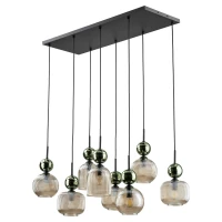 Pendant Light SOPHIA 8xE14 – ribbed glass, green and cognac tones - Image 1