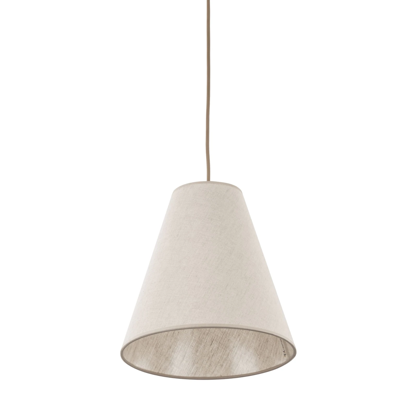 Pendant Light CONEA 1xE27 – conical shade, beige fabric finish