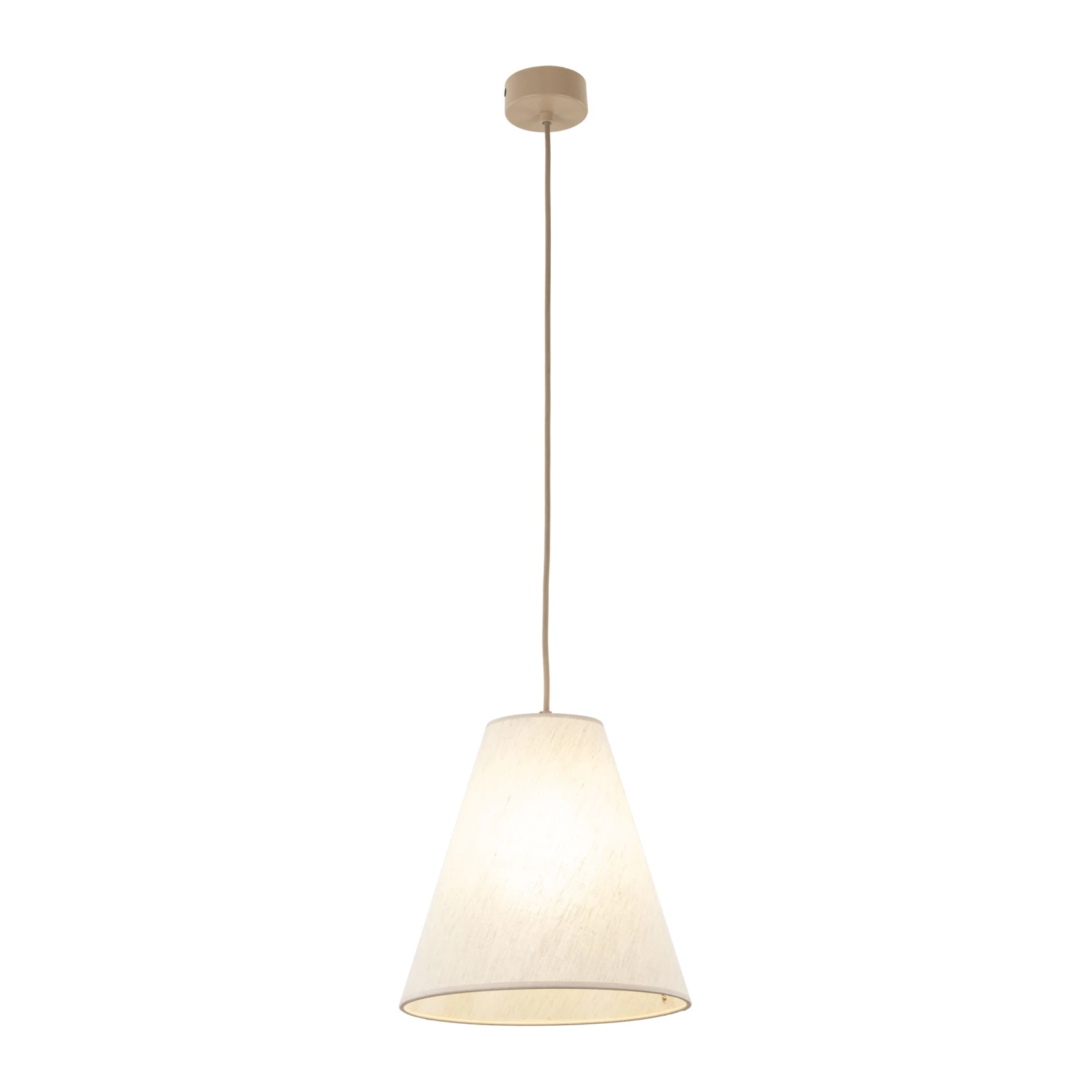 Pendant Light CONEA 1xE27 – conical shade, beige fabric finish