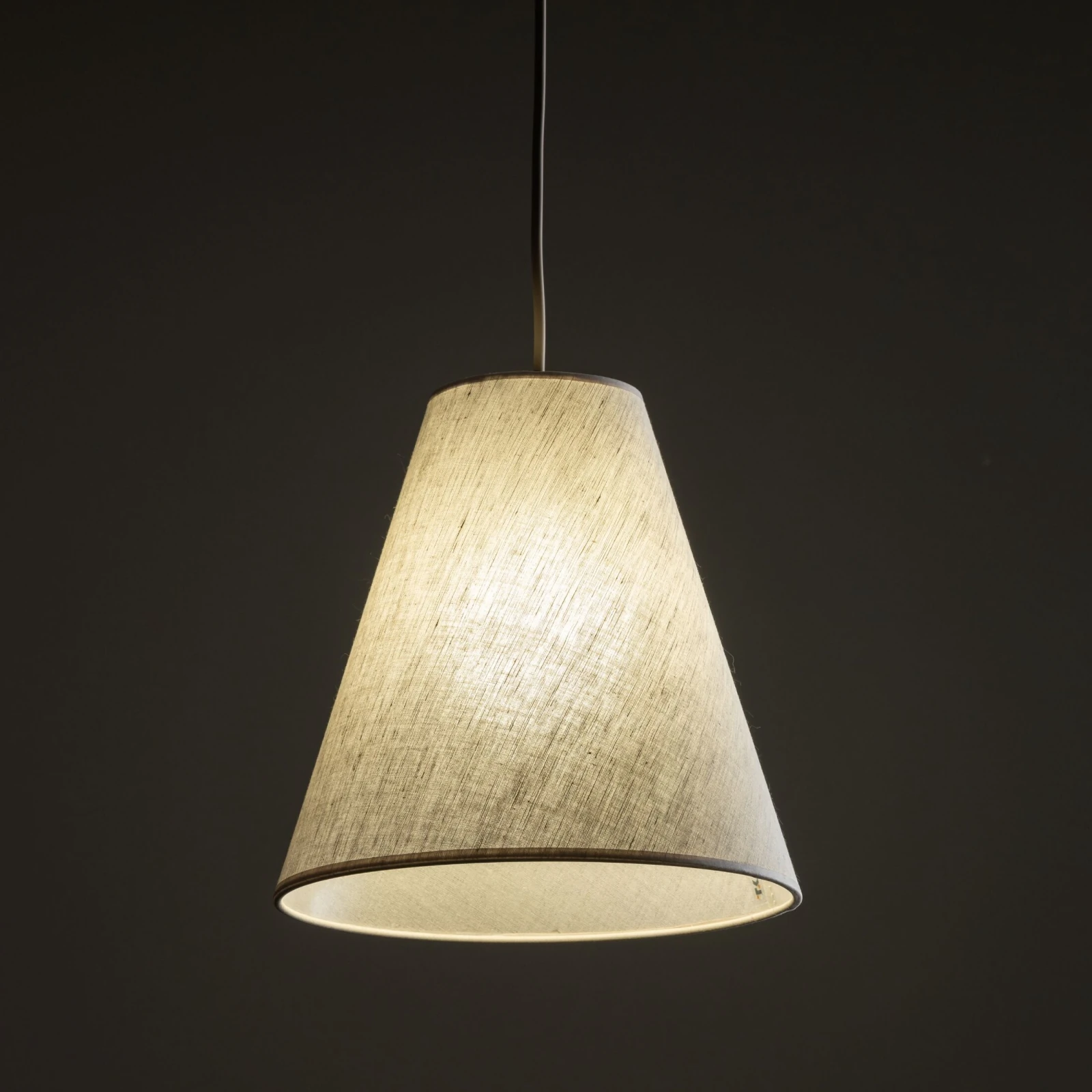 Pendant Light CONEA 1xE27 – conical shade, beige fabric finish
