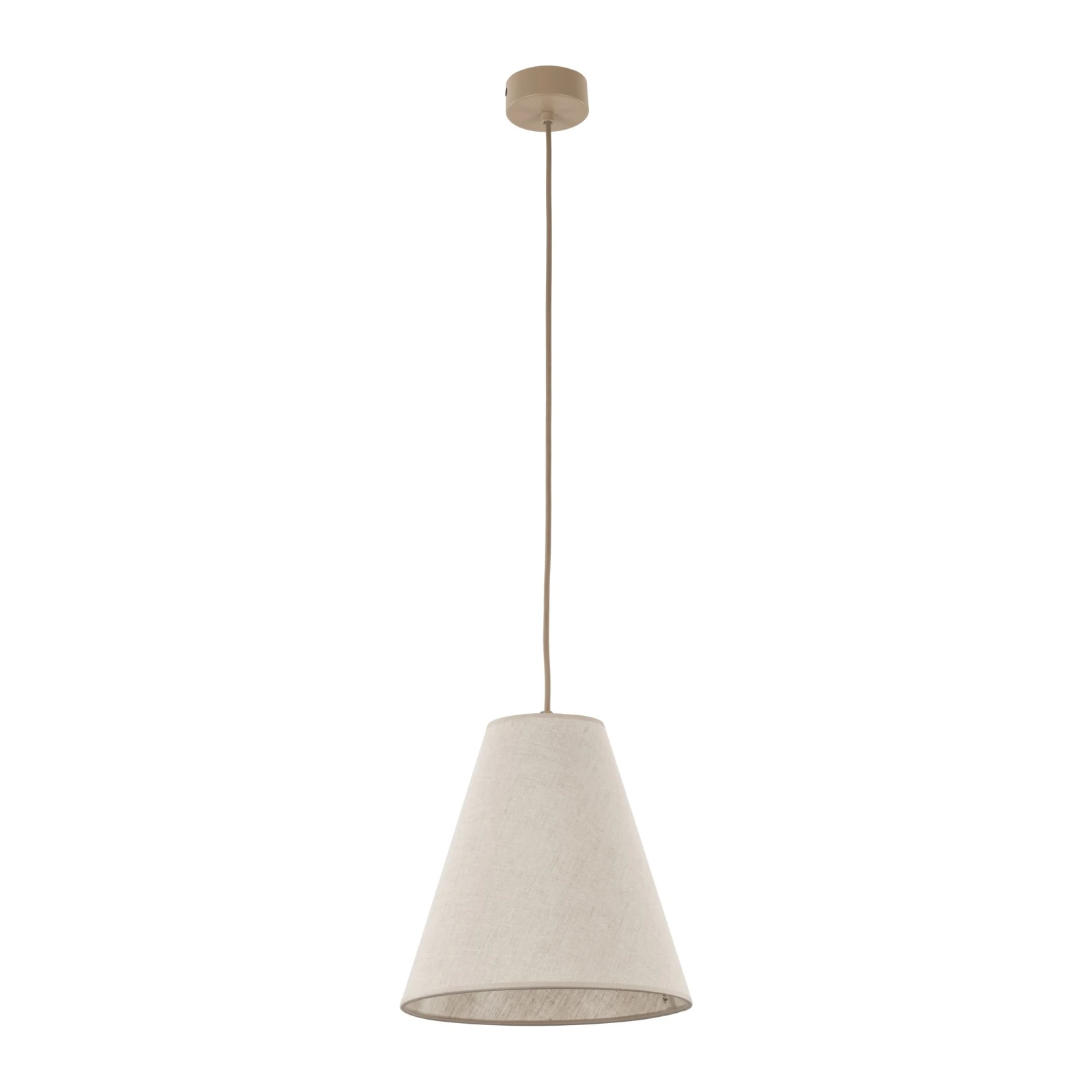 Pendant Light CONEA 1xE27 – conical shade, beige fabric finish