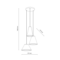 Pendant Light CONEA 3xE27 – three conical beige fabric shades - Image 8