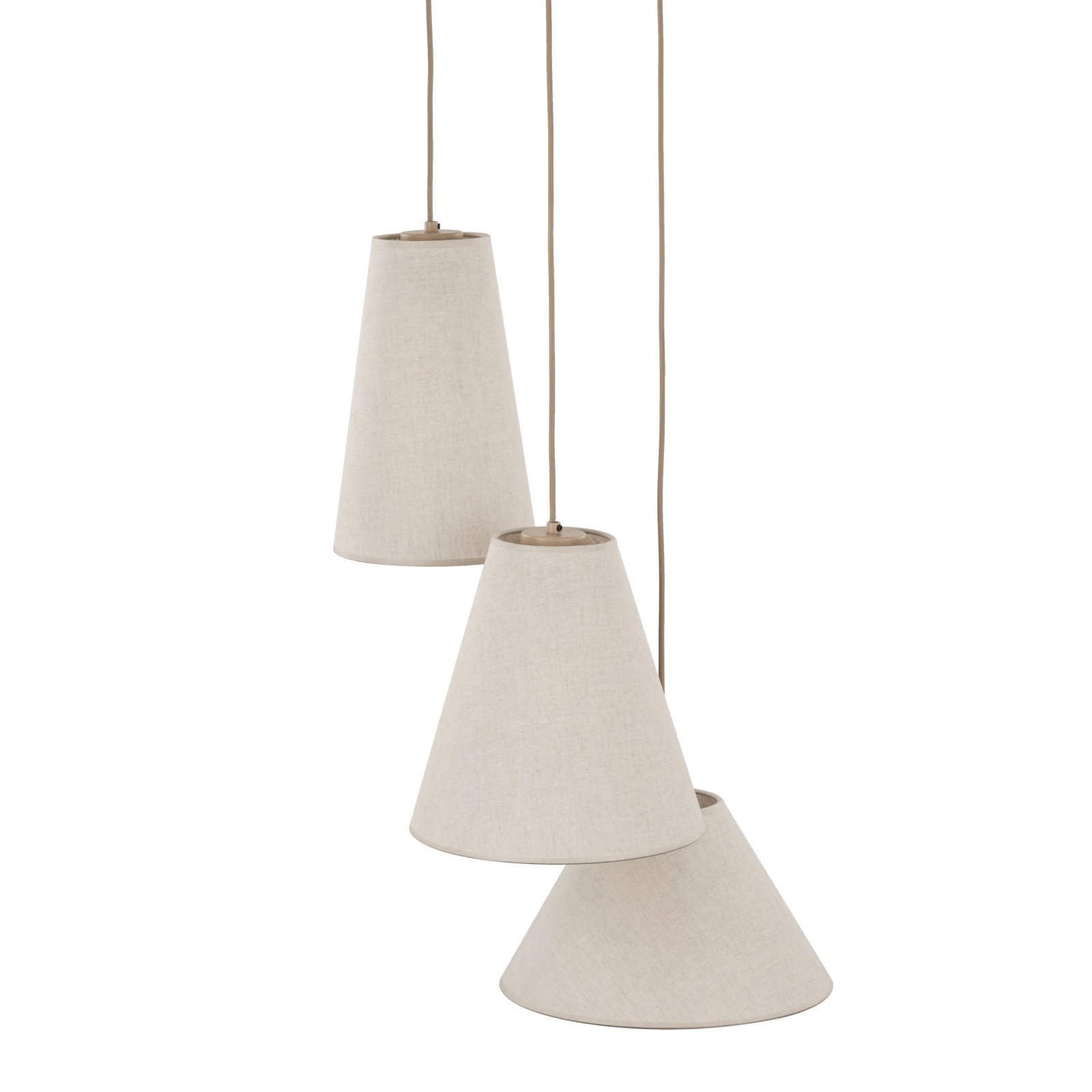 Pendant Light CONEA 3xE27 – three conical beige fabric shades