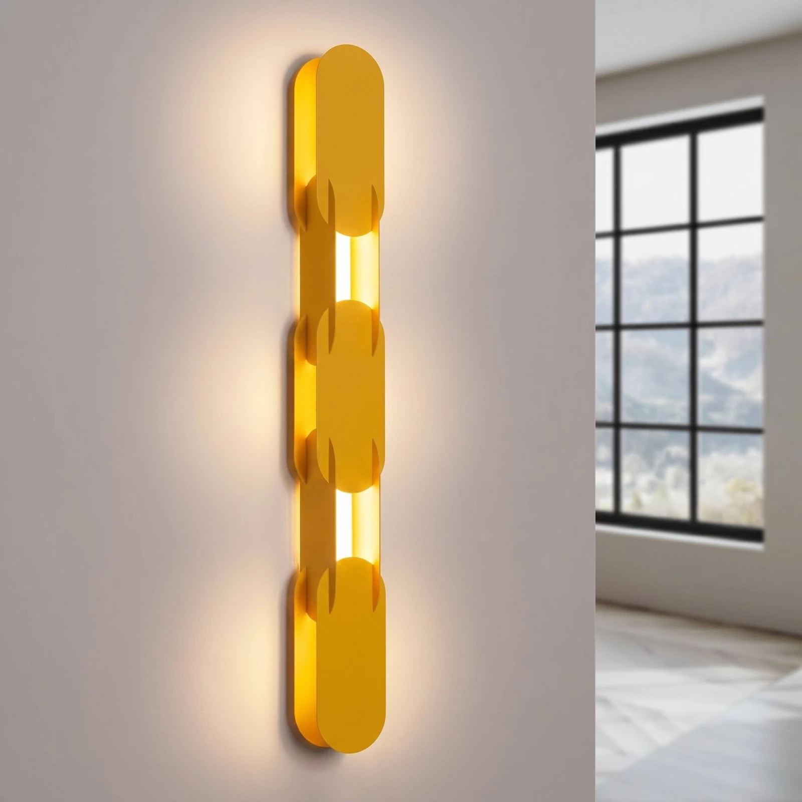 Wall lamp 91 cm – linear, yellow, Push Dimm/DALI