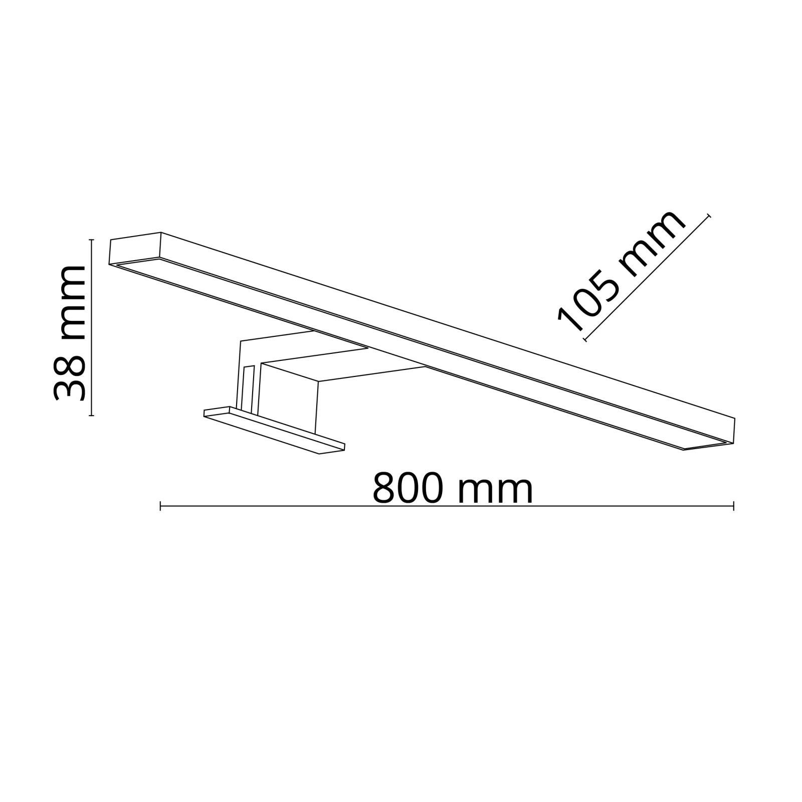 LEITO LED sieninis šviestuvas 80 cm, chromuotas