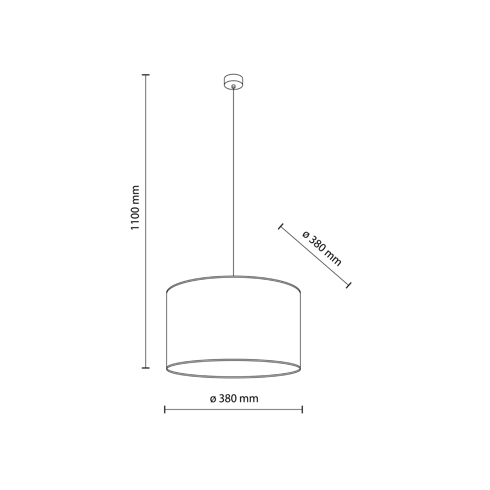 VELLUM pendant light 38 cm – textured shade, black, multicolour