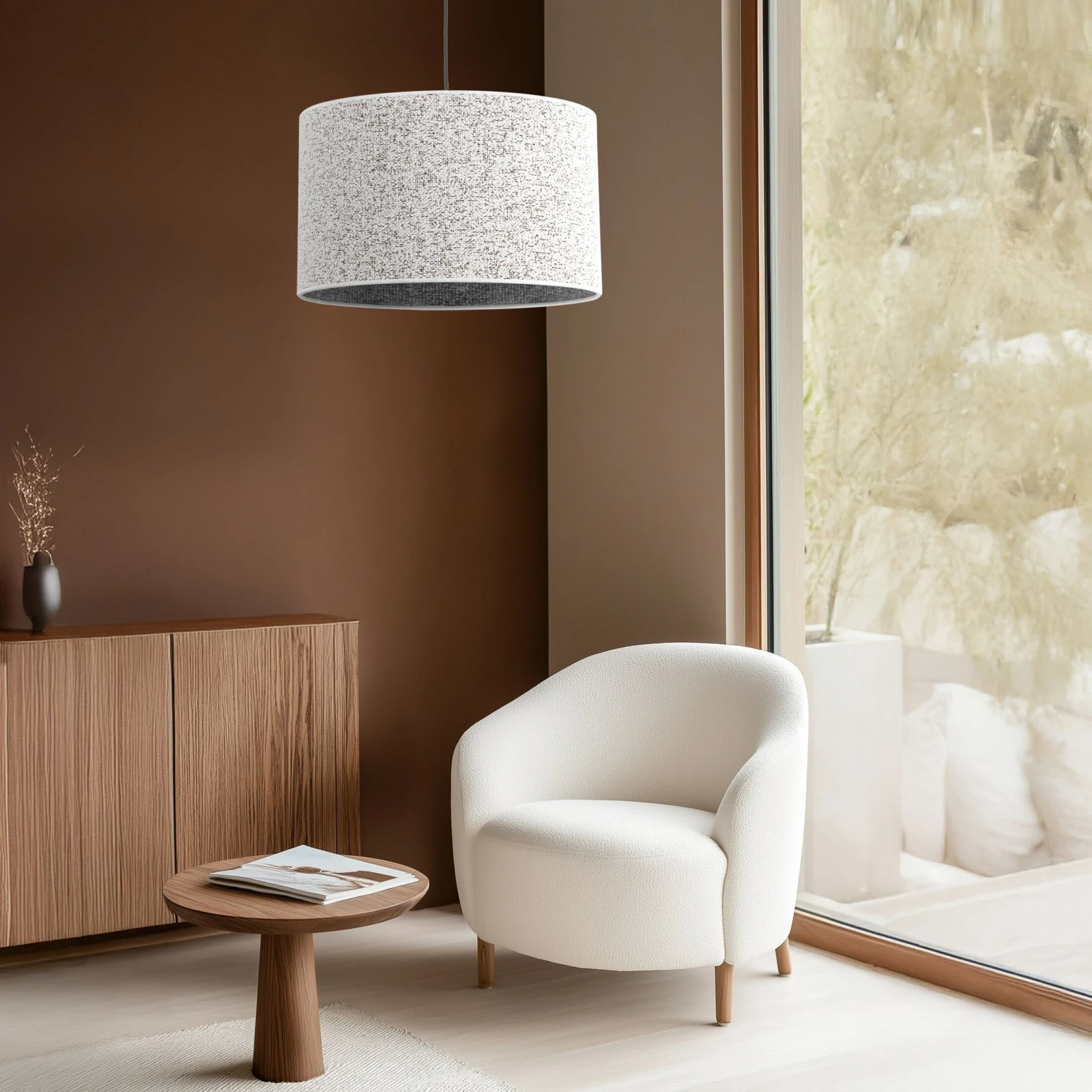 VELLUM pendant light 38 cm – textured shade, black, multicolour