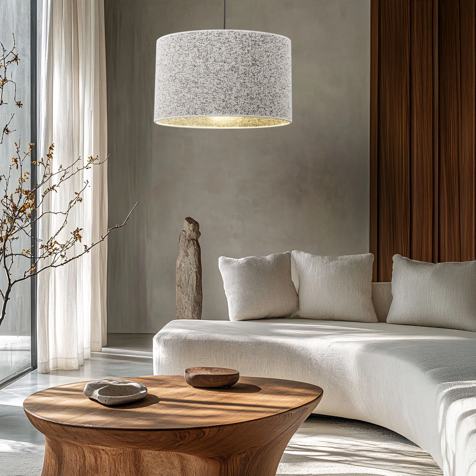 VELLUM pendant light 38 cm – textured shade, black, multicolour