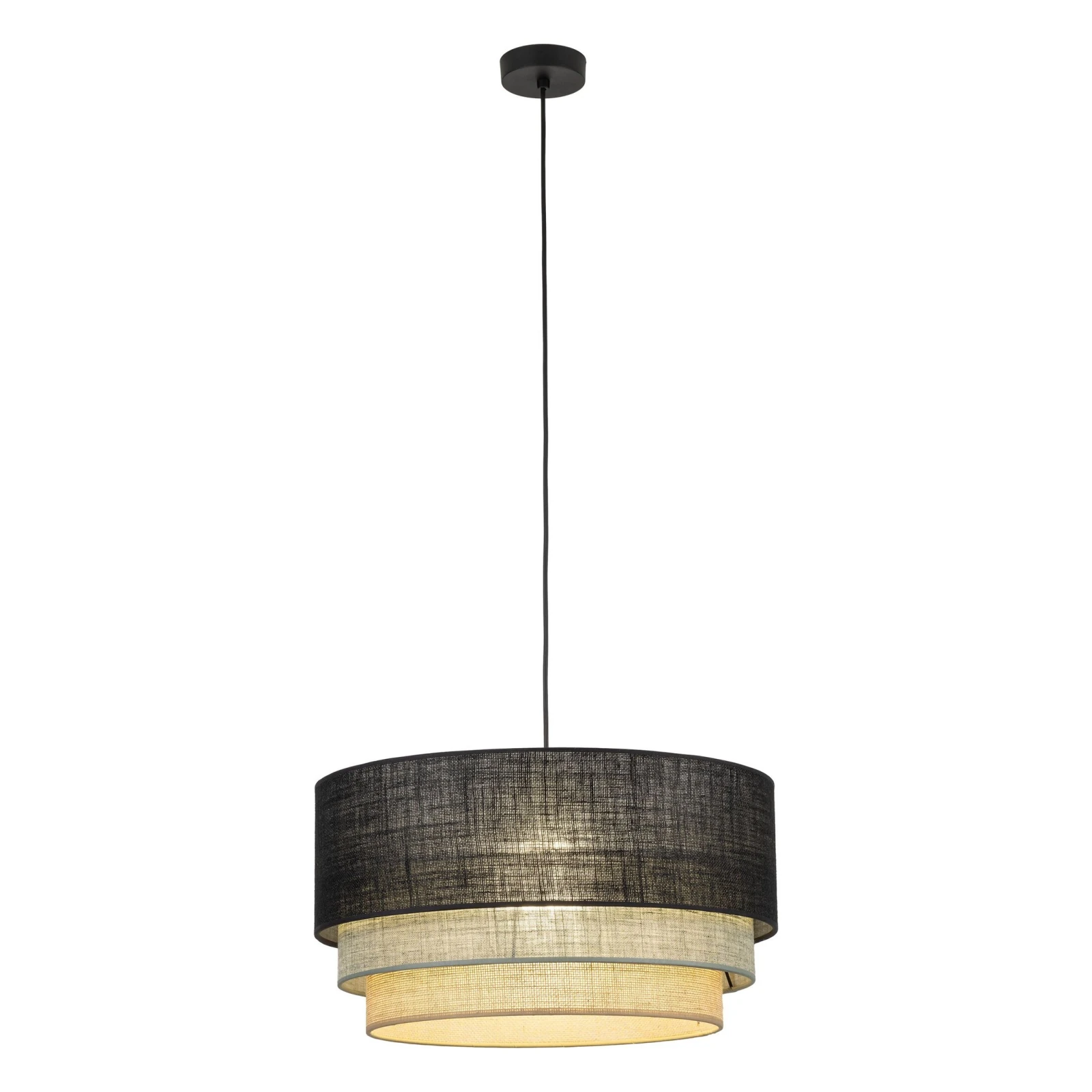 TRIO MIX pendant light 50 cm – black fabric shade, E27