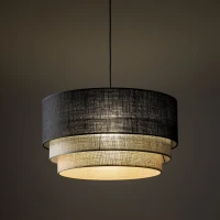 TRIO MIX pendant light 50 cm – black fabric shade, E27 - Image 3