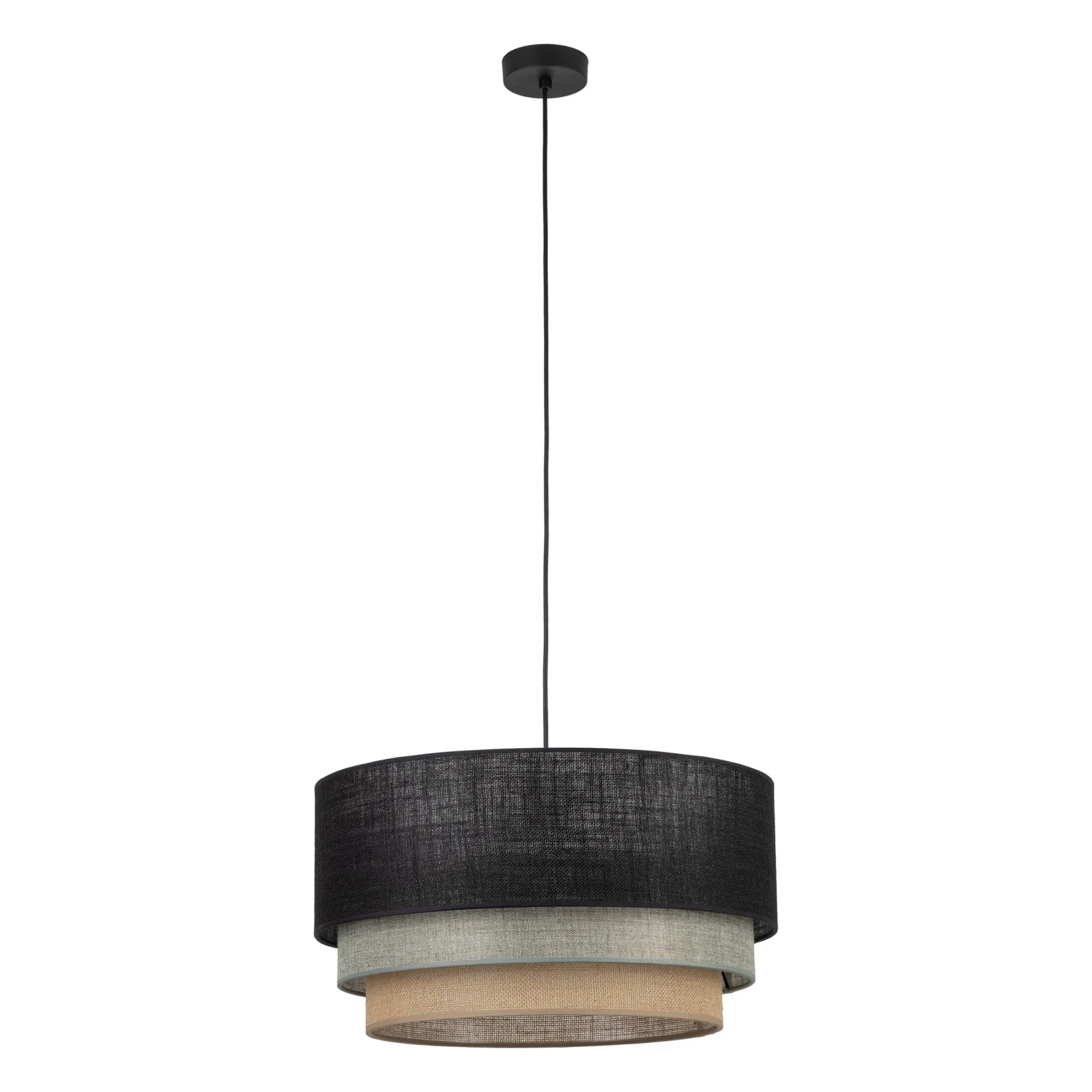 TRIO MIX pendant light 50 cm – black fabric shade, E27