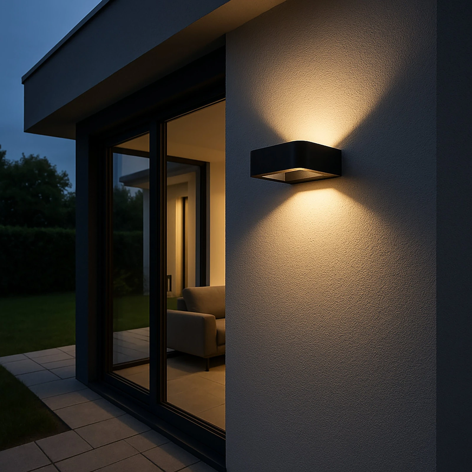 Outdoor wall light 10W – black, IP54, warm LED