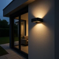 Outdoor wall light 10W – black, IP54, warm LED - Image 1