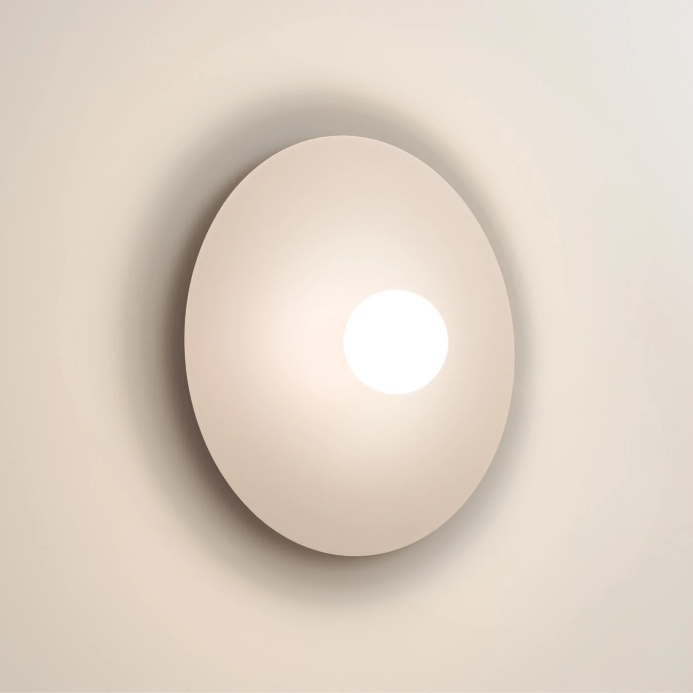 Wall lamp 50 cm – round, beige, opal glass globe