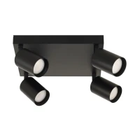 LARA ceiling spotlight 4xGU10 – black, four adjustable heads