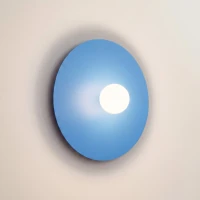 Wall lamp 50 cm – round, azure, with glass globe shade - Image 3
