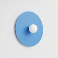 Wall lamp 50 cm – round, azure, with glass globe shade - Image 2