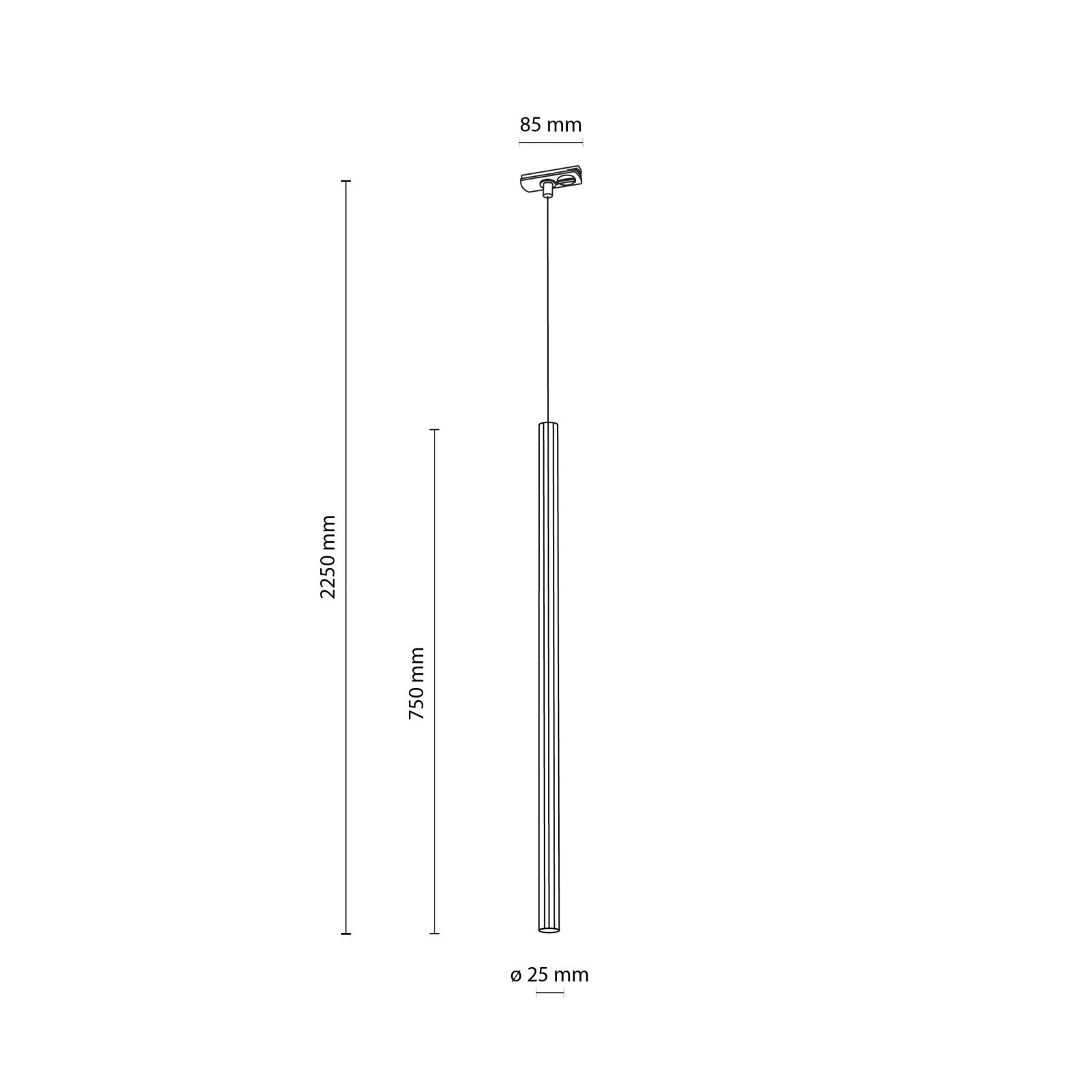 TRACER G9 track light – cylindrical, white, bulb not included