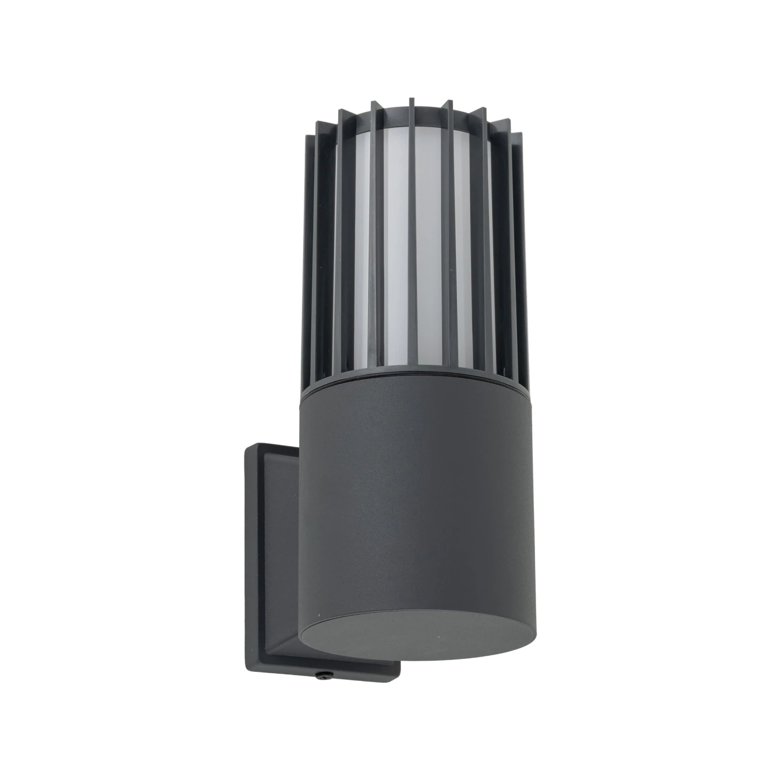 RIBO E27 wall light – cylindrical, grey, IP54 outdoor