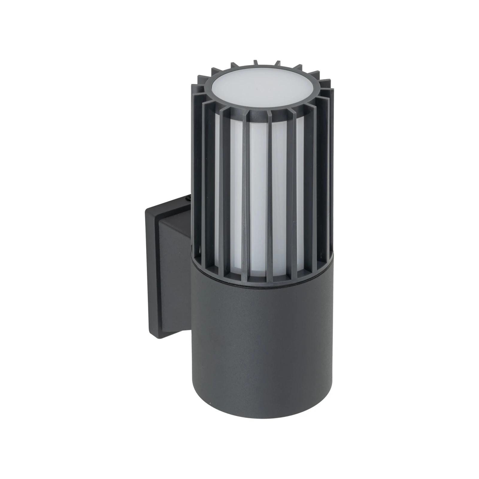 RIBO E27 wall light – cylindrical, grey, IP54 outdoor