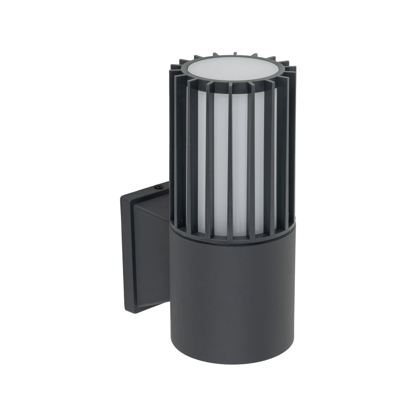 RIBO E27 wall light – cylindrical, grey, IP54 outdoor
