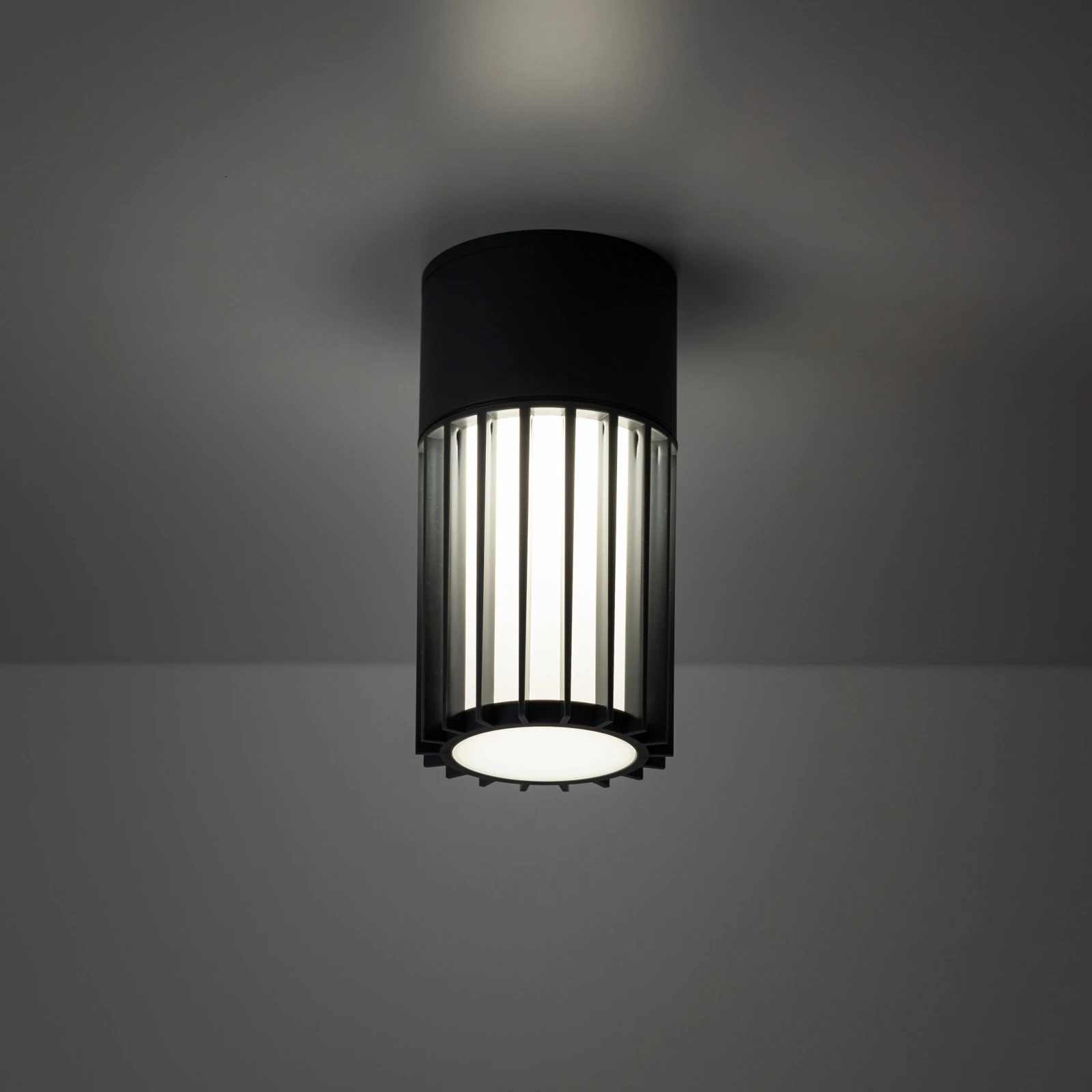 Outdoor ceiling light 1 x E27 – cylindrical, grey, IP54