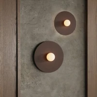 Wall lamp 50 cm – square, brown, glass detail - Image 7