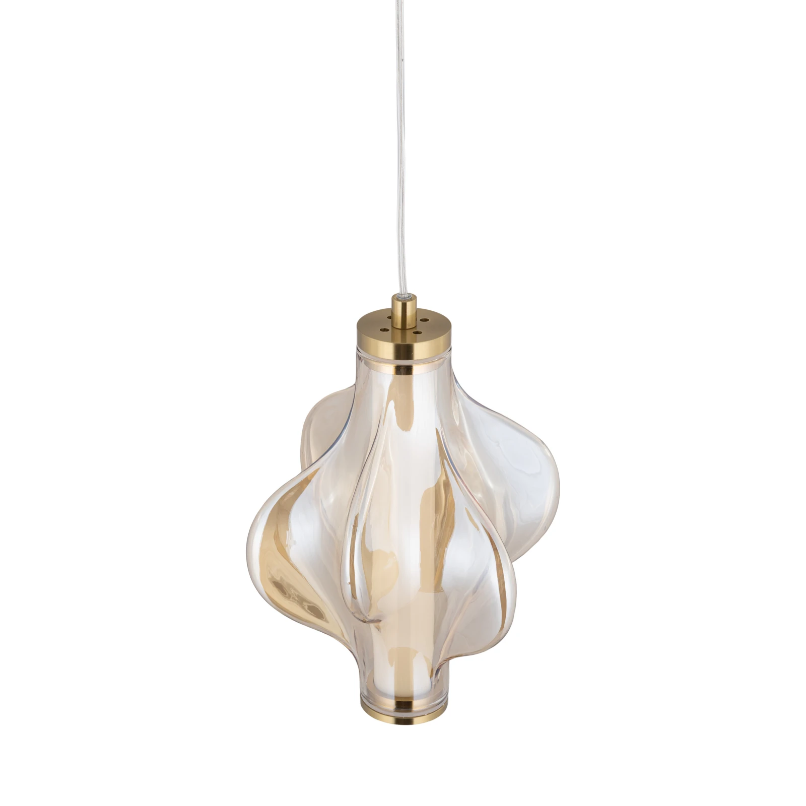 LED pendant light 8 W – diamond glass, brass, warm white