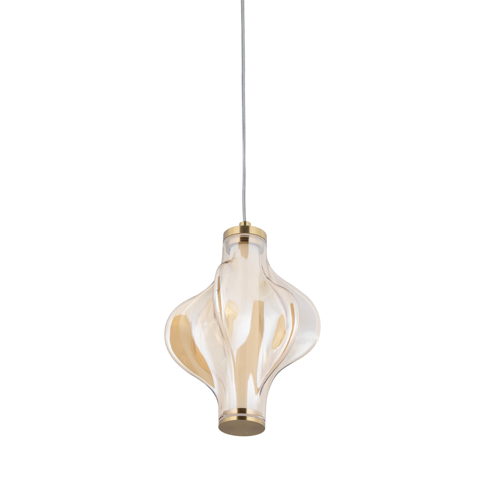 LED pendant light 8 W – diamond glass, brass, warm white