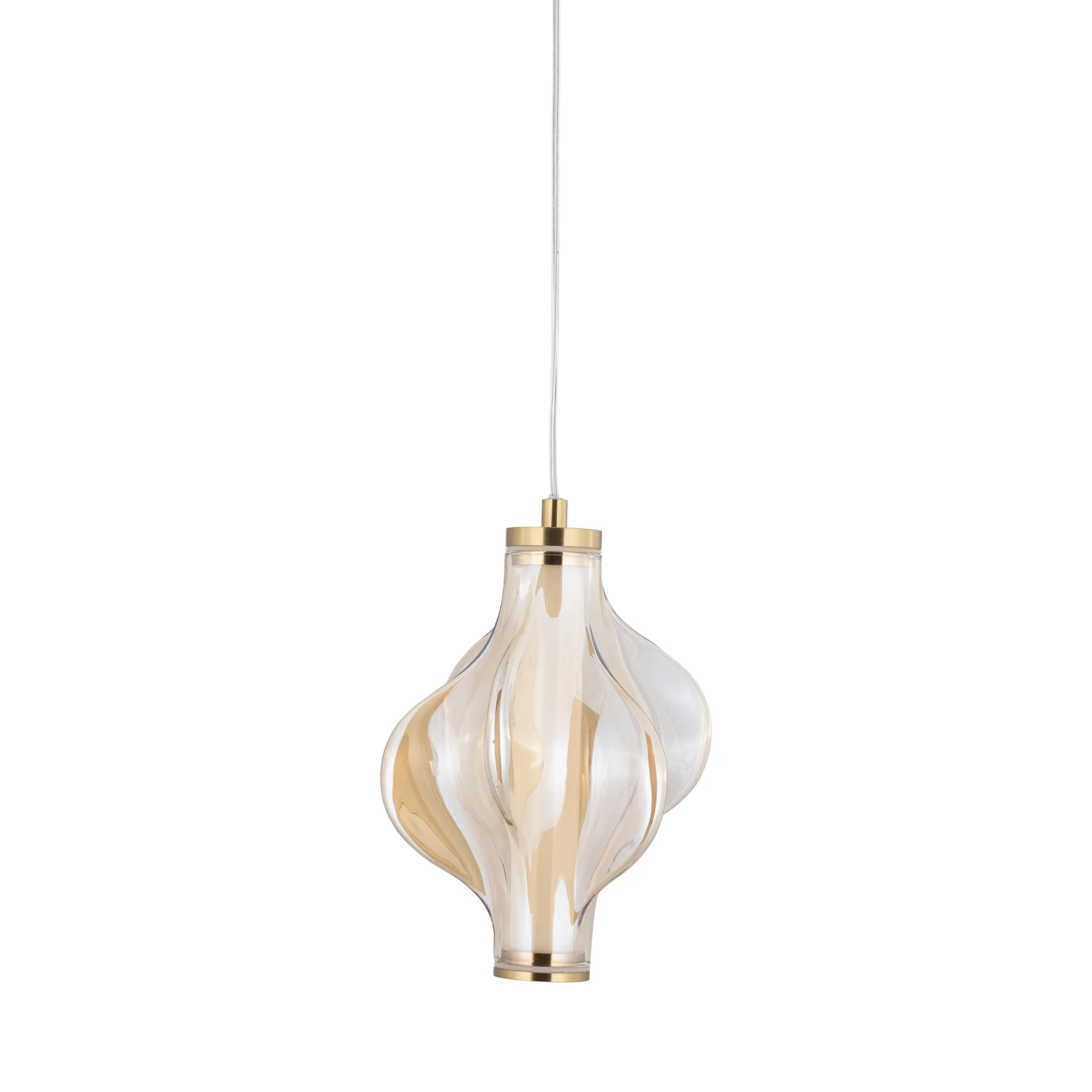 LED pendant light 8 W – diamond glass, brass, warm white