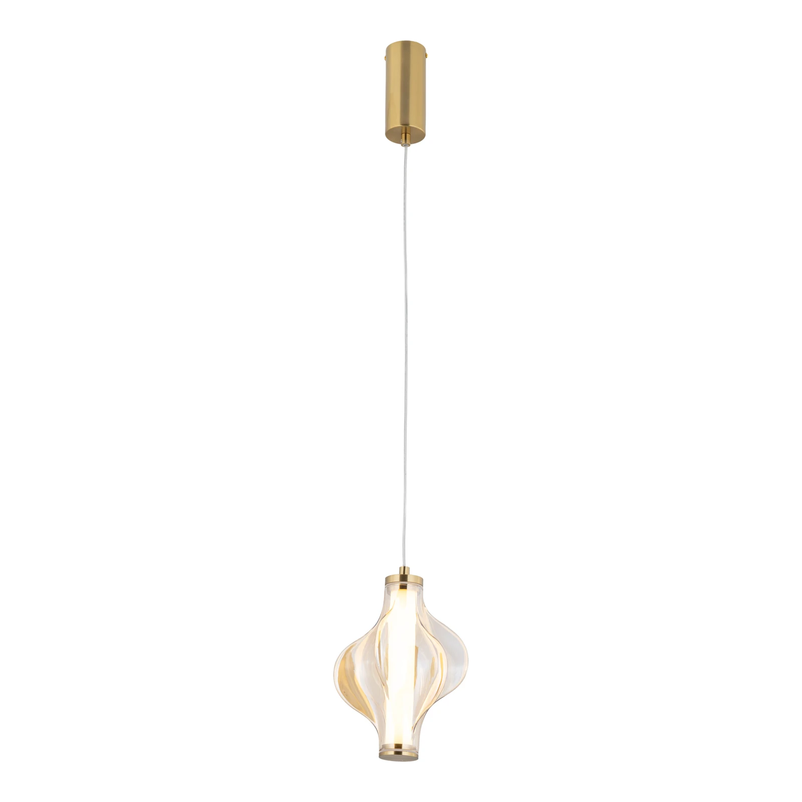 LED pendant light 8 W – diamond glass, brass, warm white